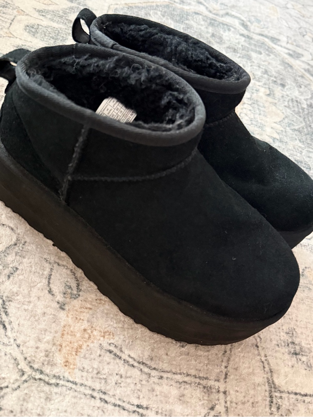 UGG classic micro platform Black Shearling-Lined Platform Slip-Ons